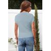 imageArachampampCloz Womens Ruched Summer Tops Mock Neck Cap Sleeve Slim Fit Blouses 2025Light Blue