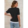 imageArachampampCloz Womens Summer Lightweight Tops Short Sleeve Dressy BlouseBlackwhite