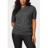 imageArachampampCloz Womens Summer Lightweight Tops Short Sleeve Dressy BlouseDark Grey