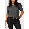 imageArachampampCloz Womens Summer Lightweight Tops Short Sleeve Dressy BlouseDark Grey