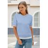 imageArachampampCloz Womens Summer Lightweight Tops Short Sleeve Dressy BlouseLight Bluewhite