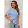 imageArachampampCloz Womens Summer Lightweight Tops Short Sleeve Dressy BlouseLight Bluewhite