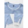 imageArachampampCloz Womens Summer Lightweight Tops Short Sleeve Dressy BlouseLight Bluewhite