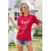 imageArachampampCloz Womens Summer Lightweight Tops Short Sleeve Dressy BlouseRedwhite Bow