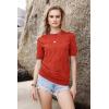 imageArachampampCloz Womens Summer Lightweight Tops Short Sleeve Dressy BlouseRust