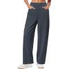 imageArachampampCloz 2025 Womens Stretch Wrinkle Free Wide Leg Trousers Casual High Elastic Waisted Loose Palazzo Pants with PocketsDark Grey