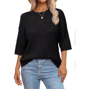 imageArachampampCloz Womens 100 Cotton Summer Casual Relaxed Fit Crochet Tops 2025Black