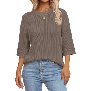 imageArachampampCloz Womens 100 Cotton Summer Casual Relaxed Fit Crochet Tops 2025Coffee
