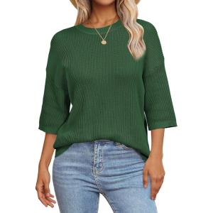 imageArachampampCloz Womens 100 Cotton Summer Casual Relaxed Fit Crochet Tops 2025Green