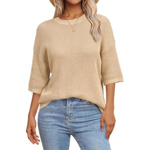 imageArachampampCloz Womens 100 Cotton Summer Casual Relaxed Fit Crochet Tops 2025Light Khaki
