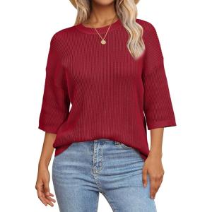 imageArachampampCloz Womens 100 Cotton Summer Casual Relaxed Fit Crochet Tops 2025Red