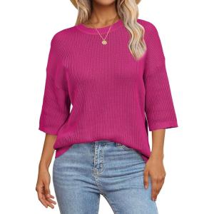 imageArachampampCloz Womens 100 Cotton Summer Casual Relaxed Fit Crochet Tops 2025Rose