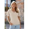 imageArachampampCloz Womens 2025 Summer Short Puff Sleeve Shirts V Neck Cute Blouses Dressy Casual Trendy Sweater TopsCream White