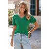imageArachampampCloz Womens 2025 Summer Short Puff Sleeve Shirts V Neck Cute Blouses Dressy Casual Trendy Sweater TopsGreen