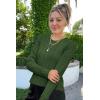 imageArachampampCloz Womens Fall Textured Soft Sweaters Scalloped Neck Long Sleeve ShirtsAmry Green