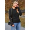 imageArachampampCloz Womens Fall Textured Soft Sweaters Scalloped Neck Long Sleeve ShirtsBblack