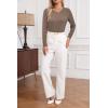imageArachampampCloz Womens Fall Textured Soft Sweaters Scalloped Neck Long Sleeve ShirtsBcoffee