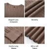 imageArachampampCloz Womens Fall Textured Soft Sweaters Scalloped Neck Long Sleeve ShirtsBcoffee