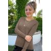 imageArachampampCloz Womens Fall Textured Soft Sweaters Scalloped Neck Long Sleeve ShirtsBcoffee
