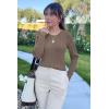 imageArachampampCloz Womens Fall Textured Soft Sweaters Scalloped Neck Long Sleeve ShirtsBcoffee