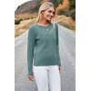 imageArachampampCloz Womens Fall Textured Soft Sweaters Scalloped Neck Long Sleeve ShirtsBgray Green