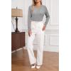 imageArachampampCloz Womens Fall Textured Soft Sweaters Scalloped Neck Long Sleeve ShirtsBgrey