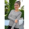 imageArachampampCloz Womens Fall Textured Soft Sweaters Scalloped Neck Long Sleeve ShirtsBgrey