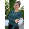 imageArachampampCloz Womens Fall Textured Soft Sweaters Scalloped Neck Long Sleeve ShirtsBpeacock Blue