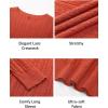 imageArachampampCloz Womens Fall Textured Soft Sweaters Scalloped Neck Long Sleeve ShirtsBrust Orange
