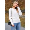 imageArachampampCloz Womens Fall Textured Soft Sweaters Scalloped Neck Long Sleeve ShirtsBwhite