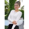 imageArachampampCloz Womens Fall Textured Soft Sweaters Scalloped Neck Long Sleeve ShirtsBwhite