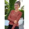 imageArachampampCloz Womens Fall Textured Soft Sweaters Scalloped Neck Long Sleeve ShirtsDusty Red