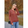 imageArachampampCloz Womens Fall Textured Soft Sweaters Scalloped Neck Long Sleeve ShirtsDusty Red