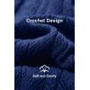 imageArachampampCloz Womens Fall Textured Soft Sweaters Scalloped Neck Long Sleeve ShirtsNavy