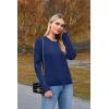 imageArachampampCloz Womens Fall Textured Soft Sweaters Scalloped Neck Long Sleeve ShirtsNavy