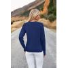 imageArachampampCloz Womens Fall Textured Soft Sweaters Scalloped Neck Long Sleeve ShirtsNavy