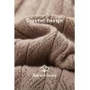 imageArachampampCloz Womens Fall Textured Soft Sweaters Scalloped Neck Long Sleeve ShirtsNutmeg