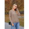 imageArachampampCloz Womens Fall Textured Soft Sweaters Scalloped Neck Long Sleeve ShirtsNutmeg