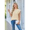 imageArachampampCloz Womens Spring Sweater Vest 2025 Cap Sleeve Crew Neck Casual Tops Cable Knit Crochet Loose Fit Summer OutfitsApricot