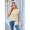 imageArachampampCloz Womens Spring Sweater Vest 2025 Cap Sleeve Crew Neck Casual Tops Cable Knit Crochet Loose Fit Summer OutfitsApricot