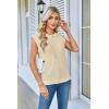 imageArachampampCloz Womens Spring Sweater Vest 2025 Cap Sleeve Crew Neck Casual Tops Cable Knit Crochet Loose Fit Summer OutfitsApricot