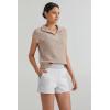 imageArachampampCloz Womens Summer Cap Sleeve Sweater Vest 2025 Spring Casual Quarter Zip Hollow Out Crochet Polo V Neck TopsApricot