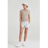 imageArachampampCloz Womens Summer Cap Sleeve Sweater Vest 2025 Spring Casual Quarter Zip Hollow Out Crochet Polo V Neck TopsApricot