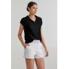 imageArachampampCloz Womens Summer Cap Sleeve Sweater Vest 2025 Spring Casual Quarter Zip Hollow Out Crochet Polo V Neck TopsBlack