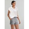 imageArachampampCloz Womens Summer Cap Sleeve Sweater Vest 2025 Spring Casual Quarter Zip Hollow Out Crochet Polo V Neck TopsOffwhite