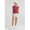 imageArachampampCloz Womens Summer Cap Sleeve Sweater Vest 2025 Spring Casual Quarter Zip Hollow Out Crochet Polo V Neck TopsRust Brick Red