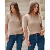 imageArachampampCloz Womens Summer Scalloped Short Sleeve Tops Textured ShirtsApricot