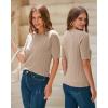 imageArachampampCloz Womens Summer Scalloped Short Sleeve Tops Textured ShirtsApricot