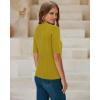imageArachampampCloz Womens Summer Scalloped Short Sleeve Tops Textured ShirtsGold Palm