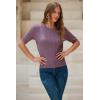 imageArachampampCloz Womens Summer Scalloped Short Sleeve Tops Textured ShirtsGray Purple